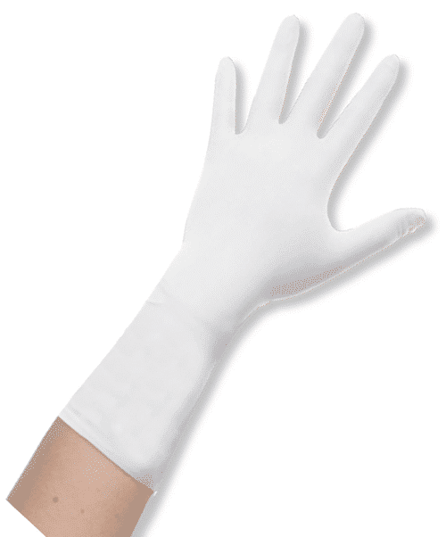 Q124 Class 10 (ISO 4) Qualatrile XC White Nitrile 12" Gloves